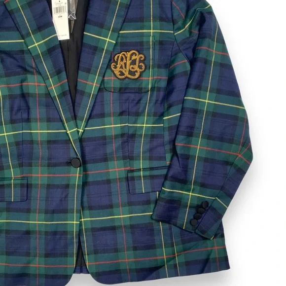 NWT Lauren Ralph Lauren Bullion Plaid Wool-Blend Twill Blazer Size 20W Woman - Picture 10 of 16